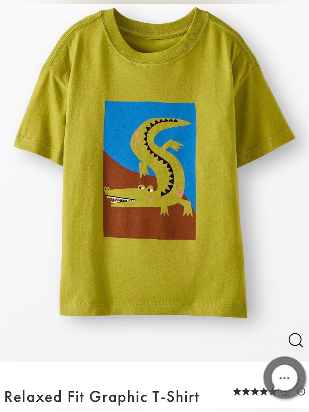 Hanna Andersson Relaxed Fit Kids Graphic T-Shirt - Olive Green Crocodile